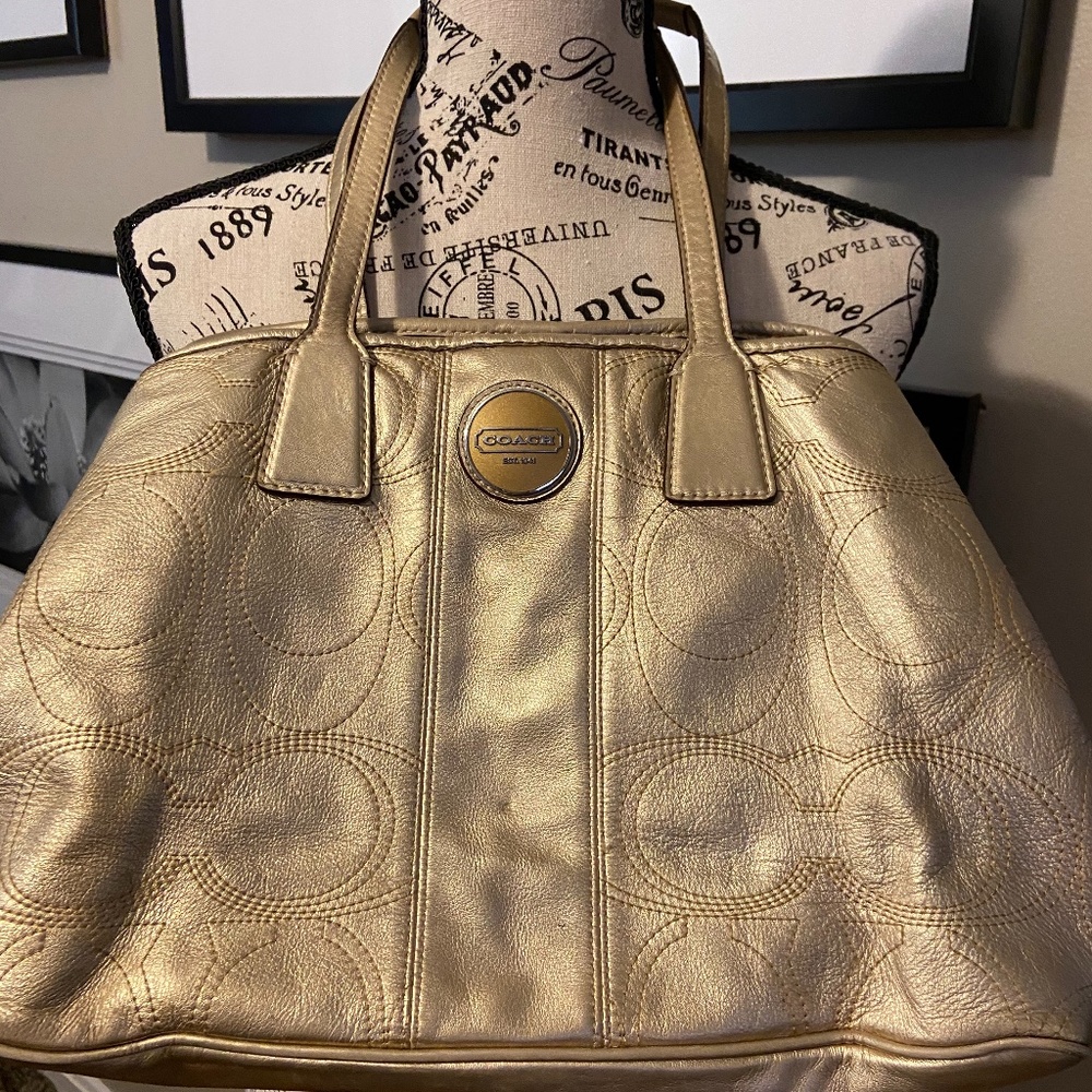 Pre-Loved Gold Metallic COACH Satchel (2/$30 Item)